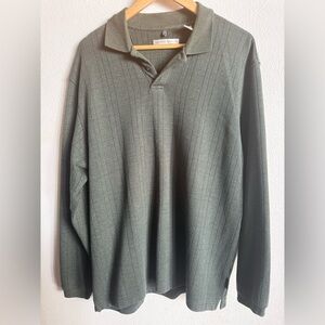 ✨ GEOFFREY BEENE Designer Ribbed Polo Pullover - Sophisticated Sage Green ✨